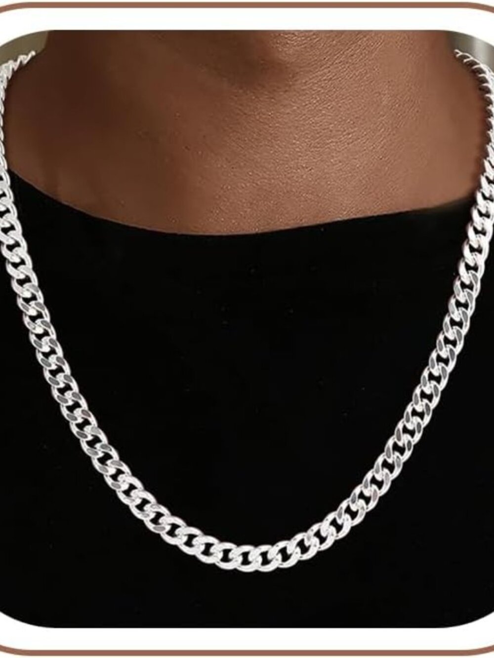 Cuban Link Chains for Men, 925 Sterling Silver Over 3.5mm/7mm Cuban Chain Diamon